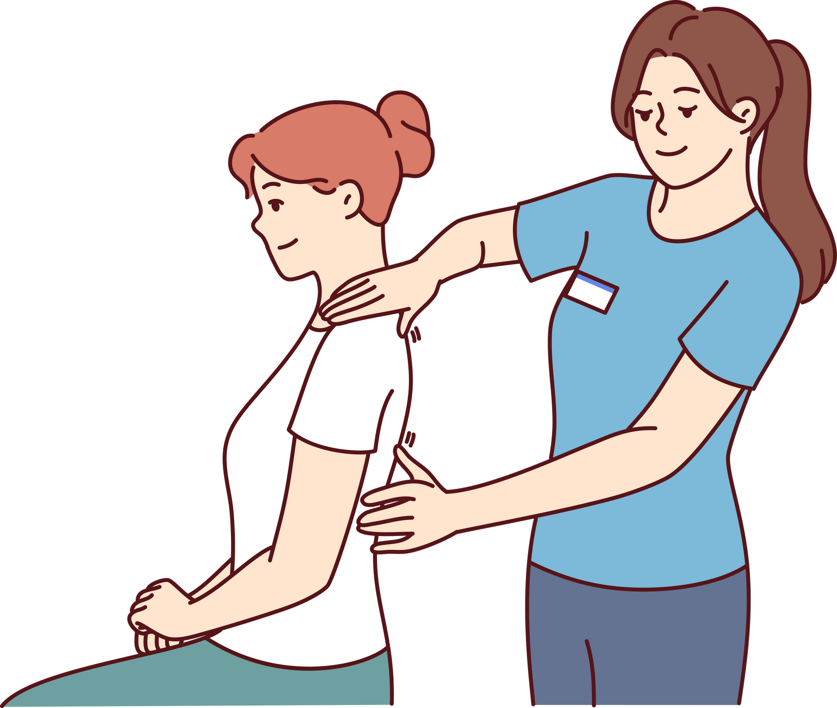 Woman Physiotherapist Gives Massage to Patient to Relieve Shoulder or Back Pain after Failed Workout